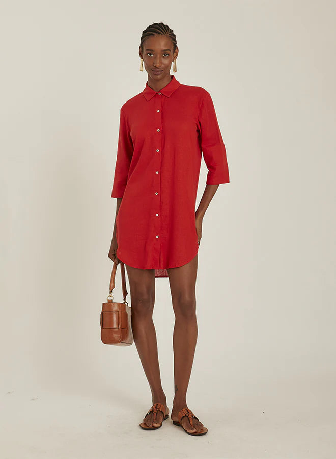 CURVED HEM SHIRT DRESS
