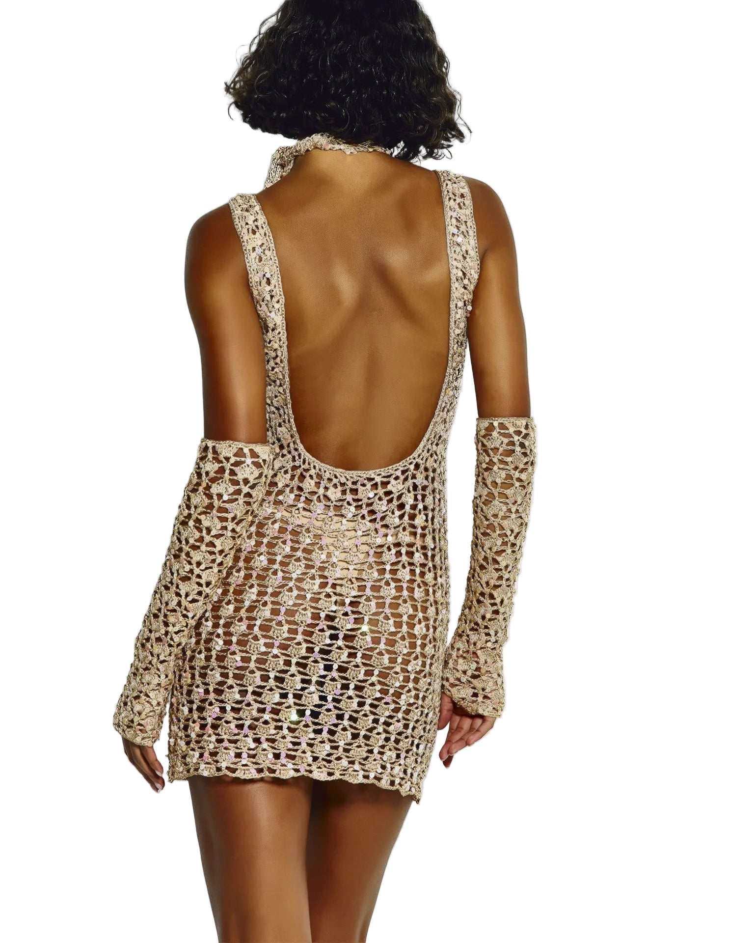 ROSE GOLD MEXICO CROCHET DRESS
