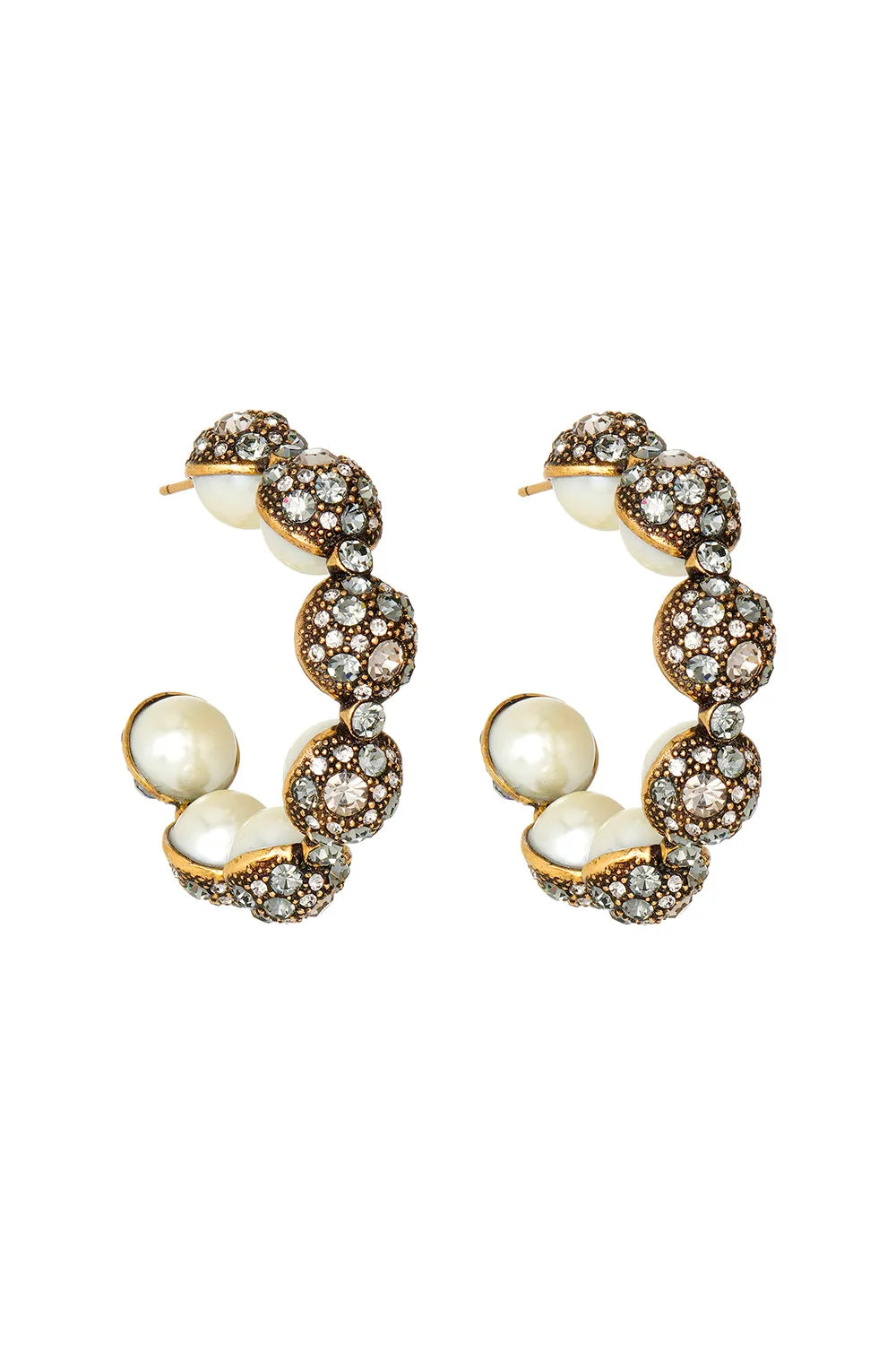 ALMA VINTAGE GOLD PEARL HOOP EARRINGS