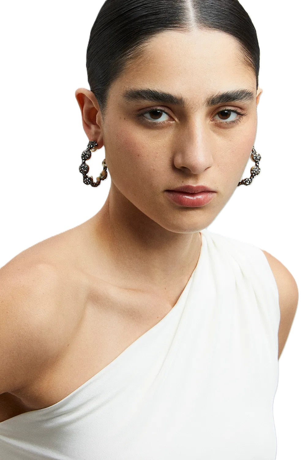 ALMA VINTAGE GOLD PEARL HOOP EARRINGS