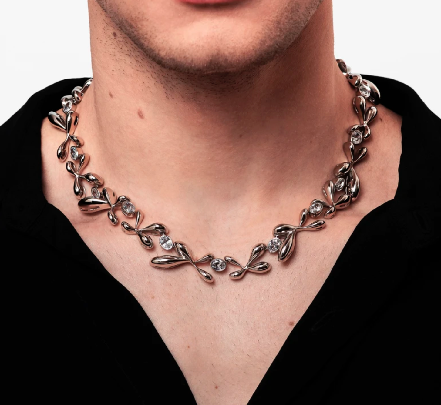 Agua Necklace Rodium Plating