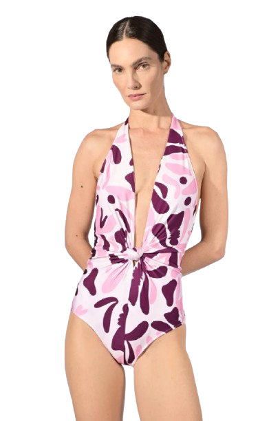 BOLD FLORAL HALTERNECK SWIMSUIT