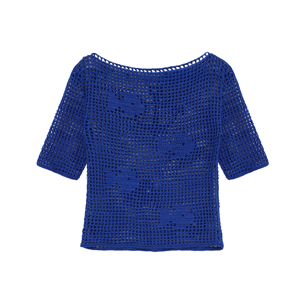 Camiseta croche azul ( lê shay)