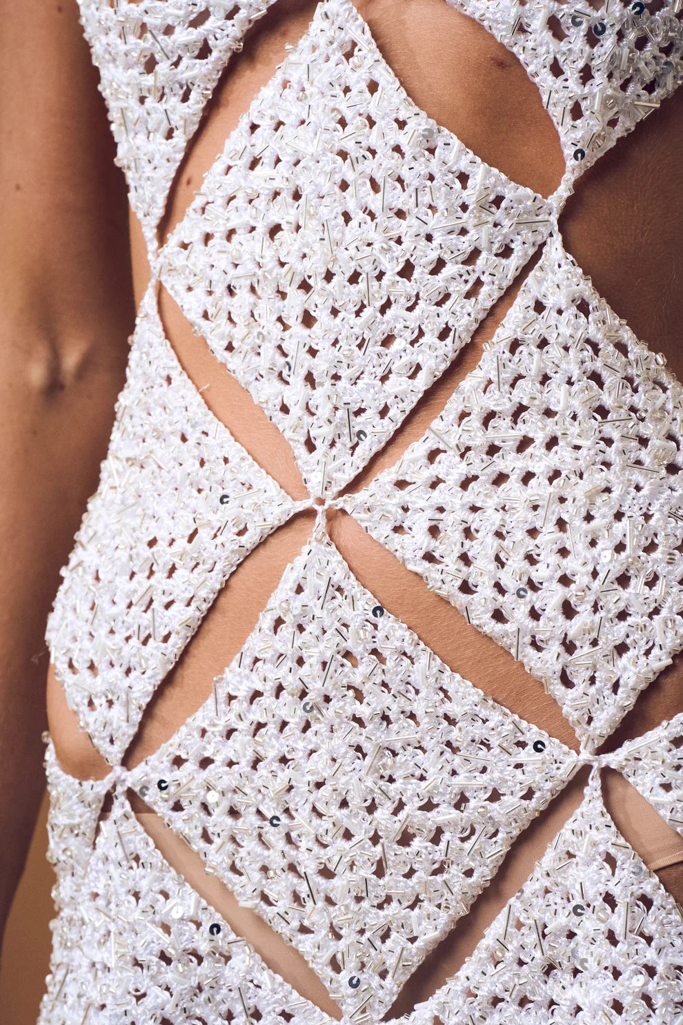 CROCHET & PEARLS TRIANGLE DRESS