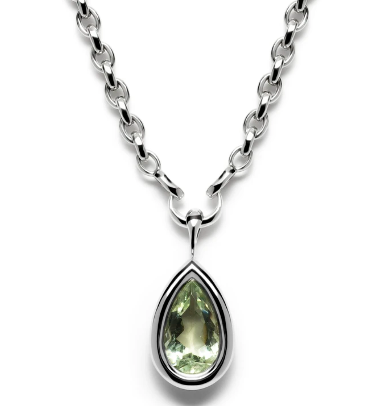 Framed Prasiolite Drop Pendant