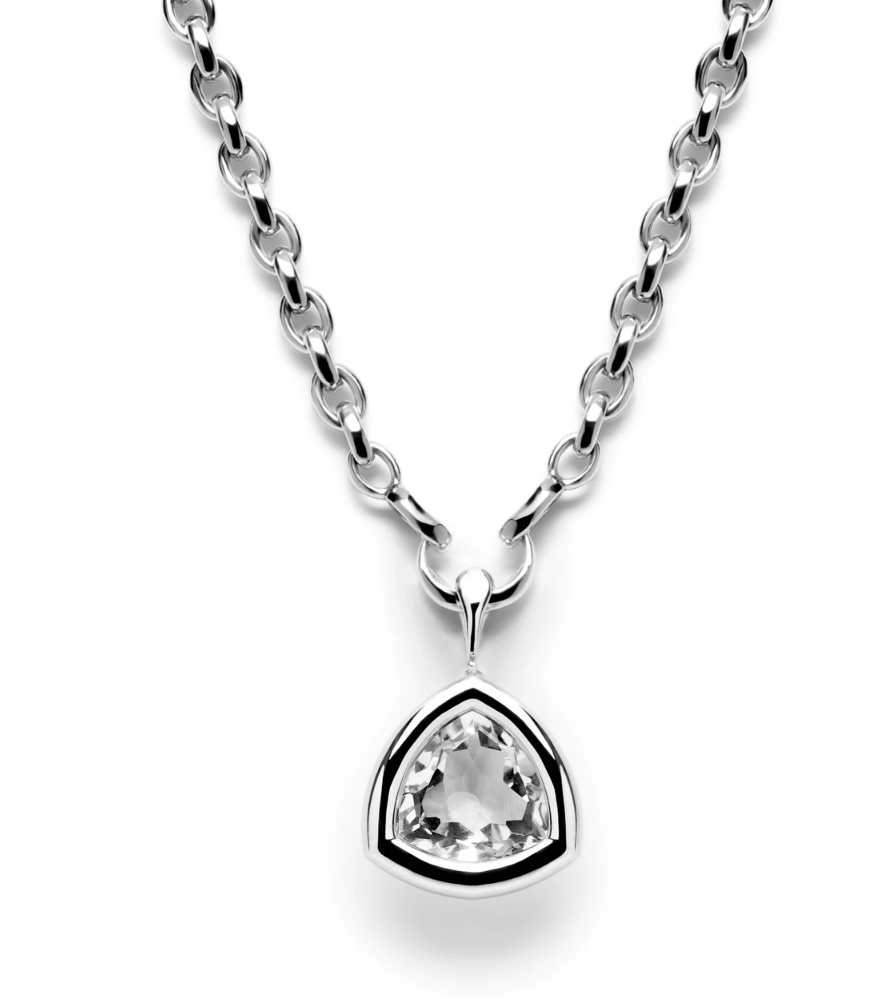 Framed Triangular Quartz Pendant Large