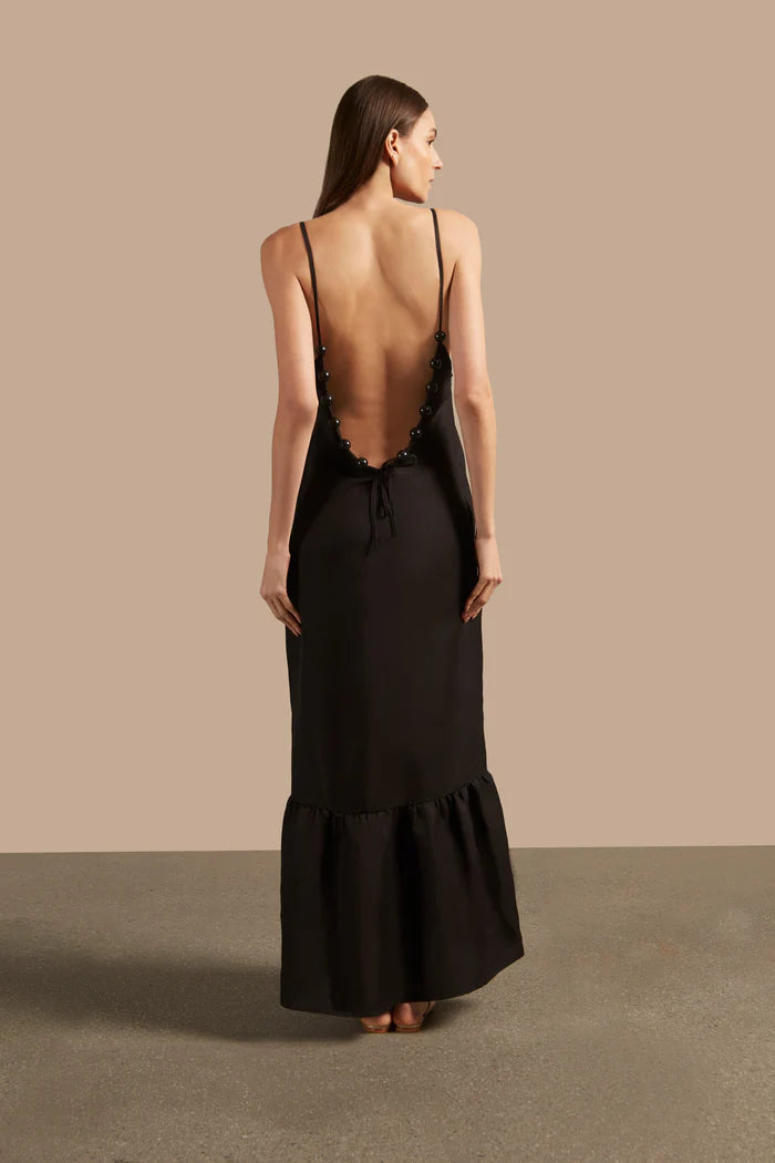 Vestido Largo De Tirantes Sólidos de La Edad De Oro