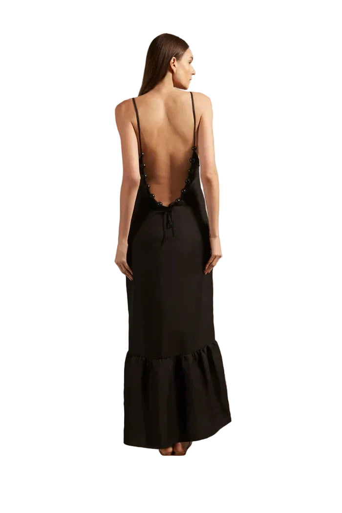 Vestido Largo De Tirantes Sólidos de La Edad De Oro