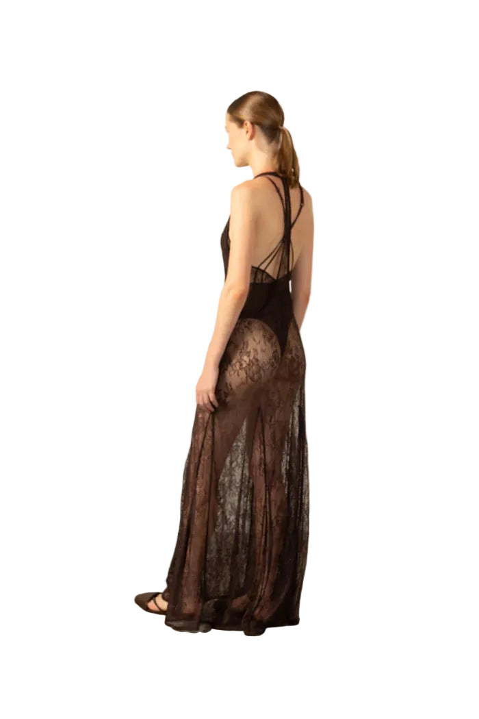 LACE BARE-BACK LONG DRESS