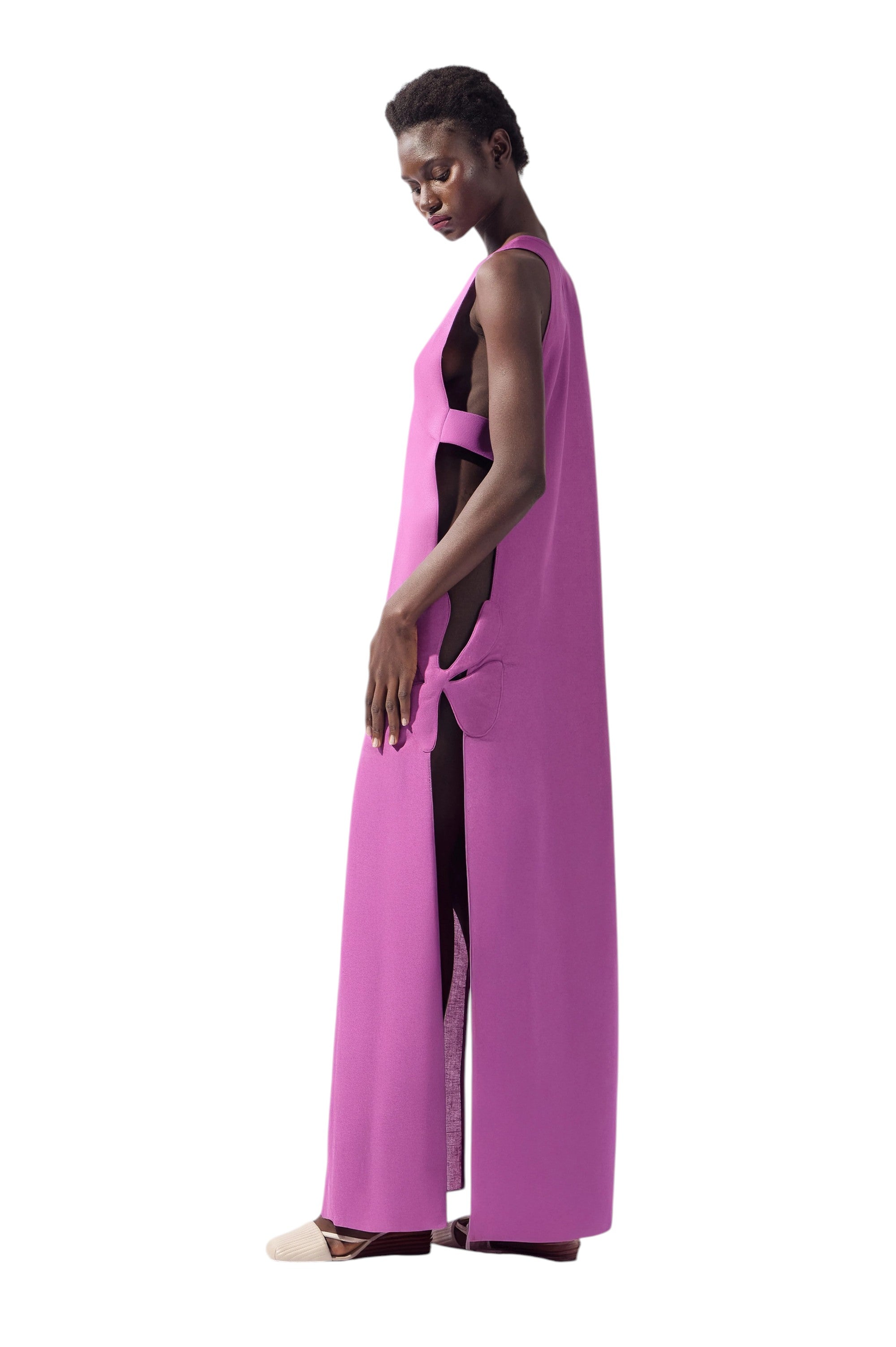 PETAL APPLIQUÉ OPEN-SIDE DRESS
