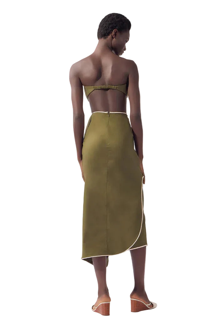 SOLID RUFFLED MIDI SKIRT