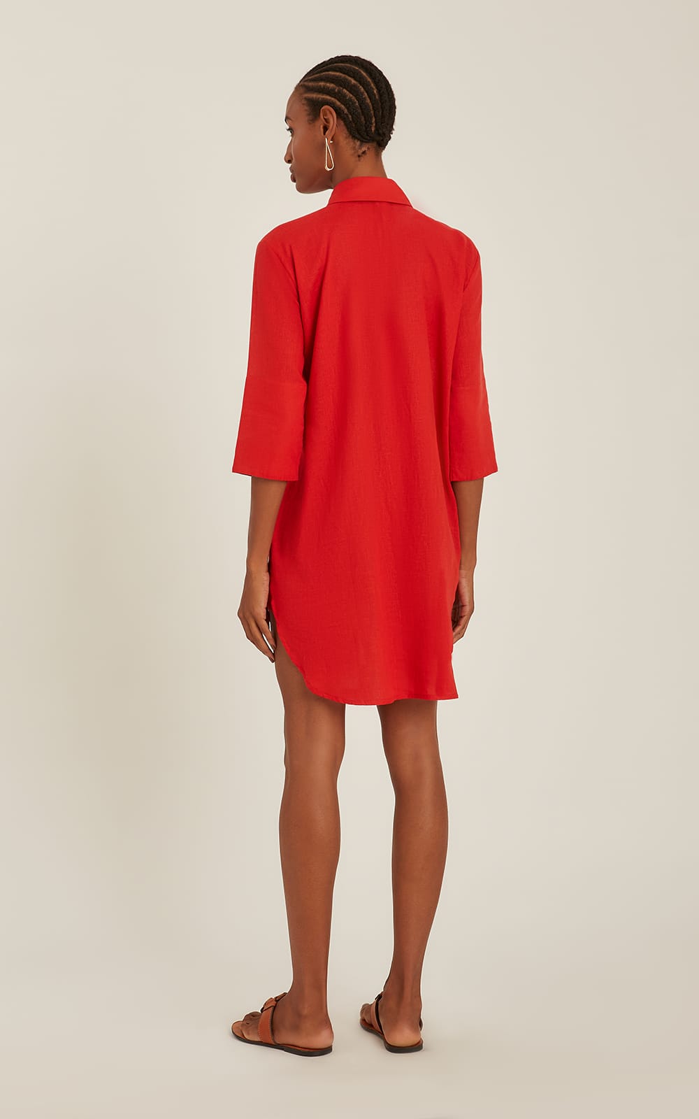 CURVED HEM SHIRT DRESS