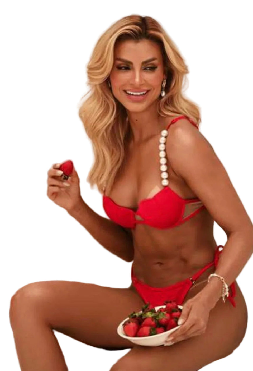 RED & PEARLS BIKINI