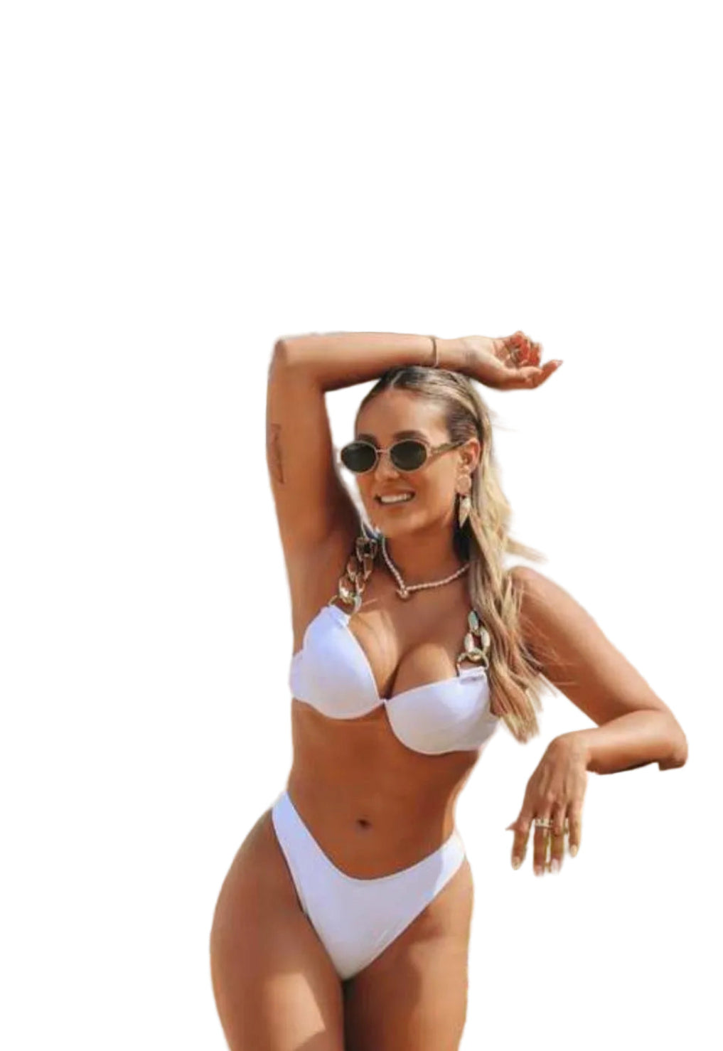 BIG CHAINS WHITE BIKINI
