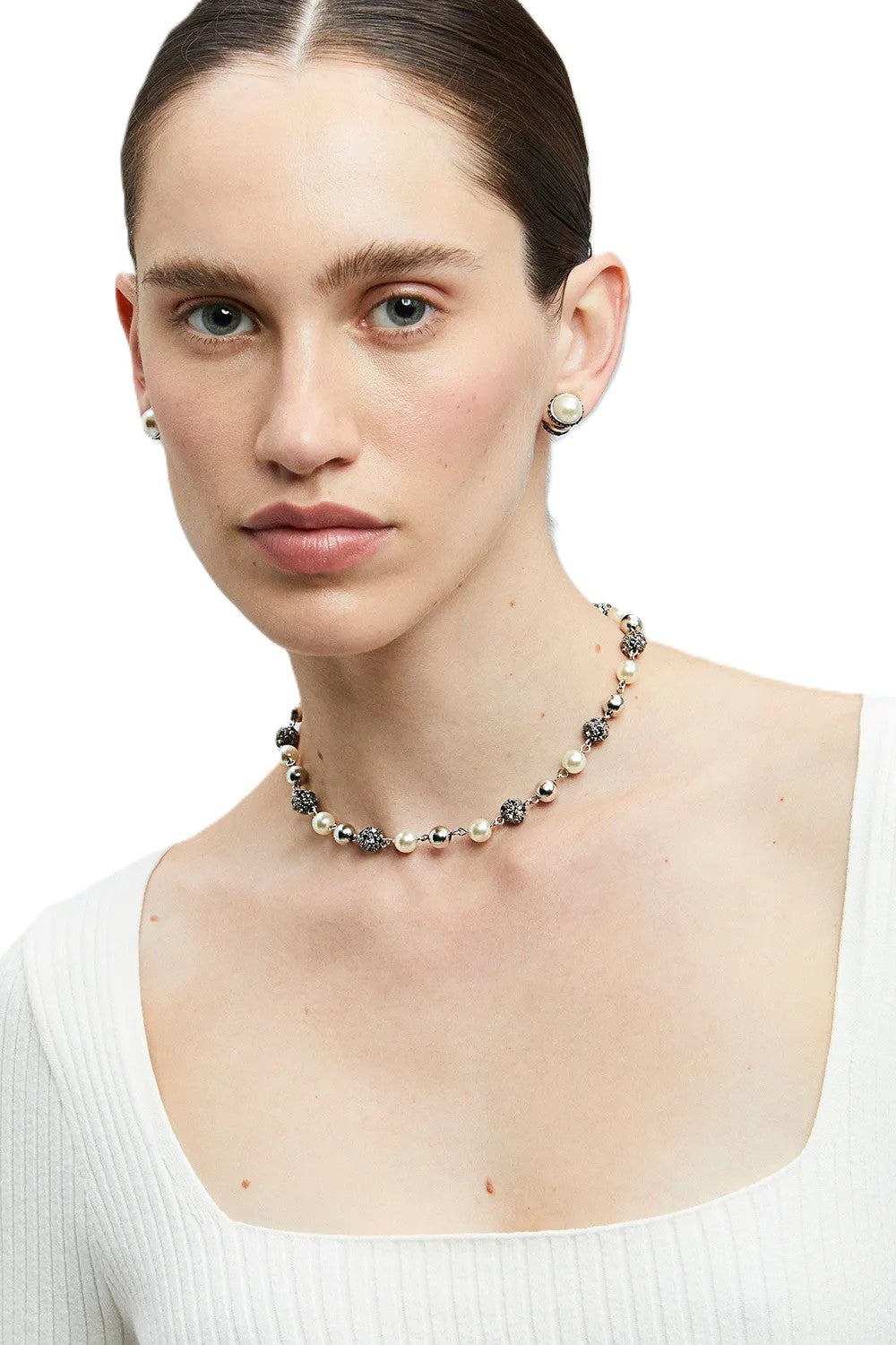 ALMA DUO PEARLS SILVER BOHO CHOKER