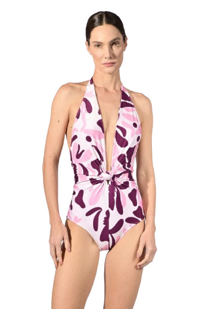 BOLD FLORAL HALTERNECK SWIMSUIT