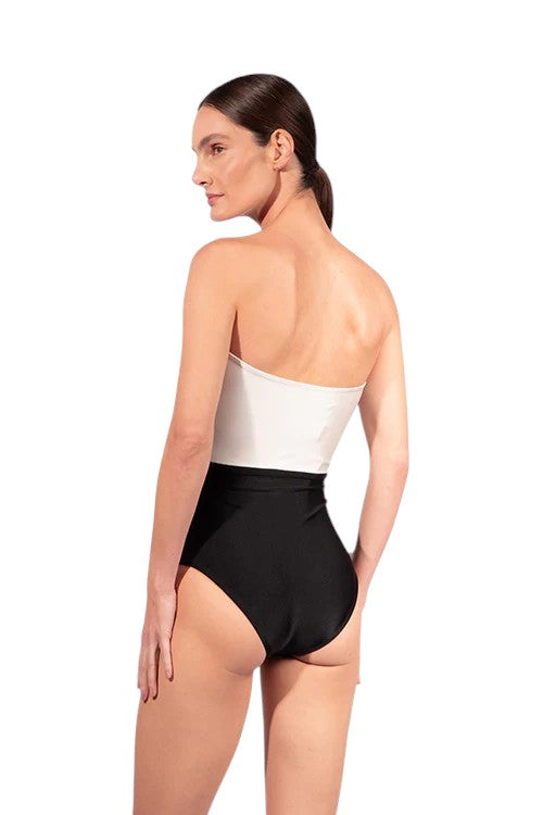 BICOLOR STRAPLESS SWIMSUIT