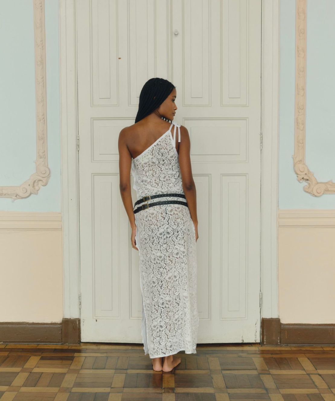Vestido caminho mesa renda e ponto cruz LeShay