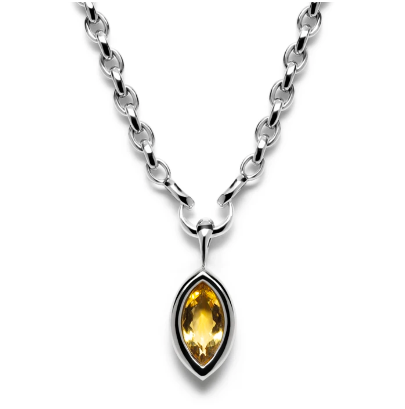 Framed Navette Citrine Pendant
