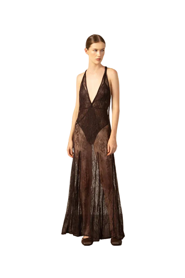 LACE BARE-BACK LONG DRESS