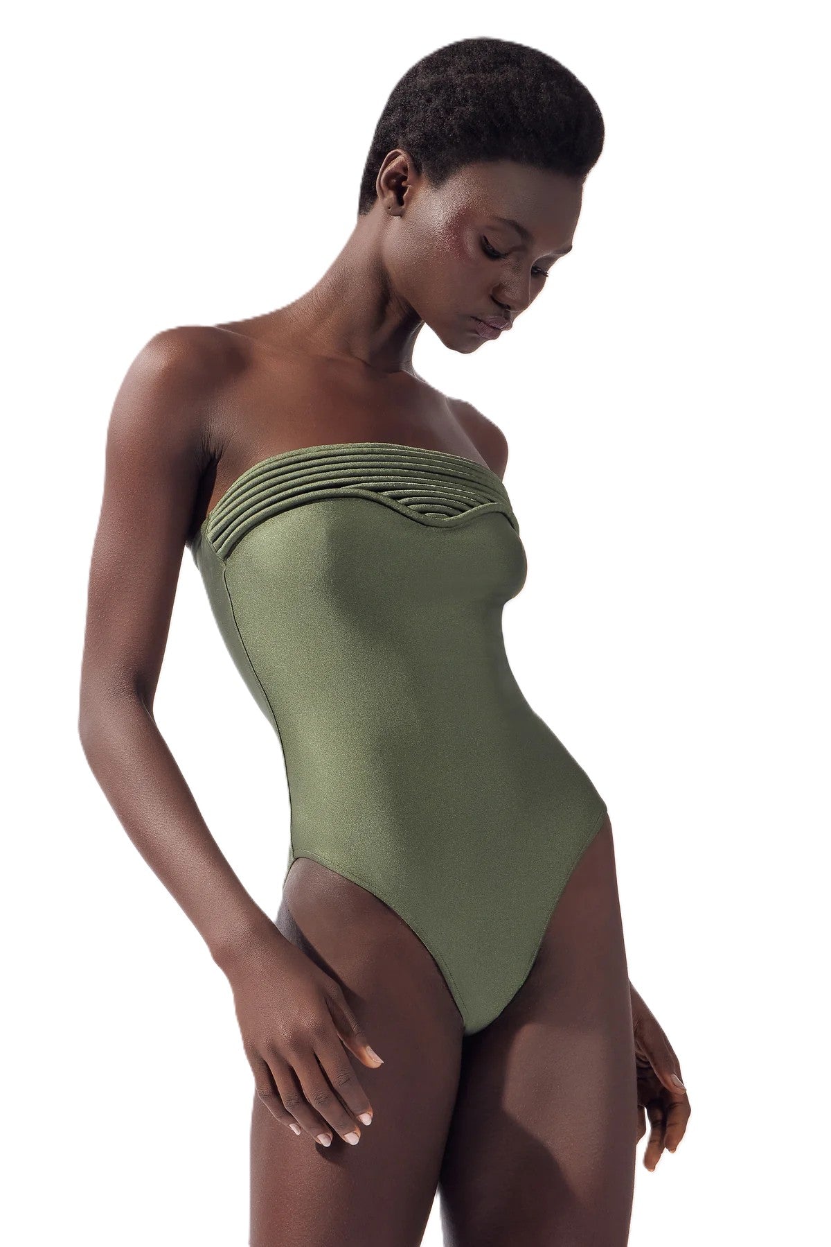 OLIVE STRAPLESS SWIMSUIT