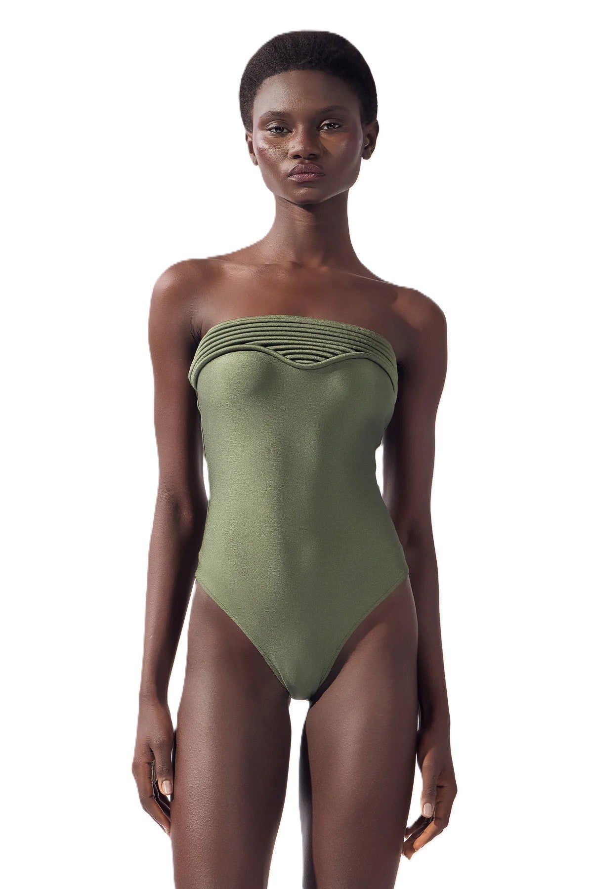 OLIVE STRAPLESS SWIMSUIT