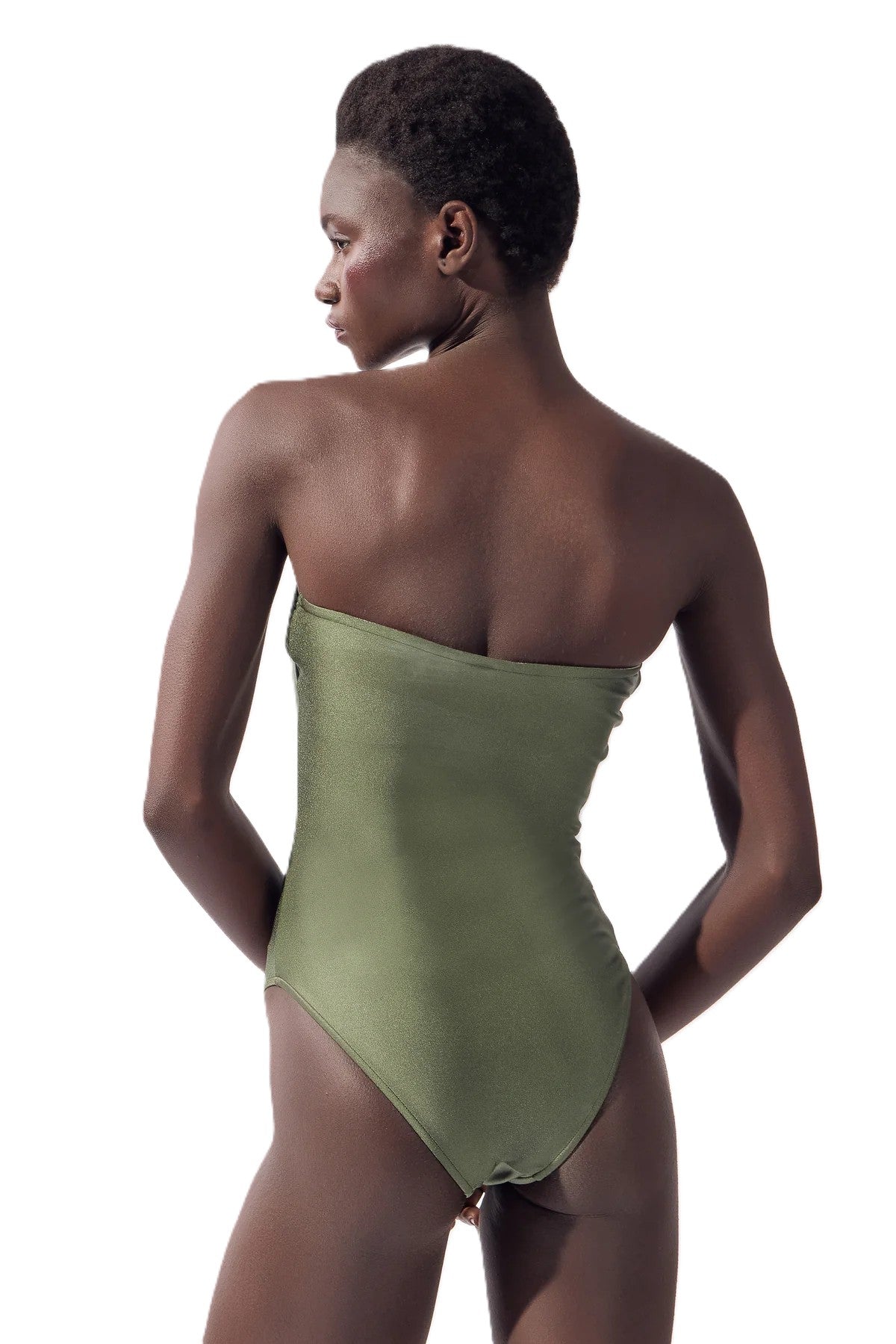 OLIVE STRAPLESS SWIMSUIT