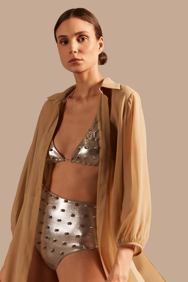 OYSTERS SOLID HIGH-WAISTED WITH PEARLS