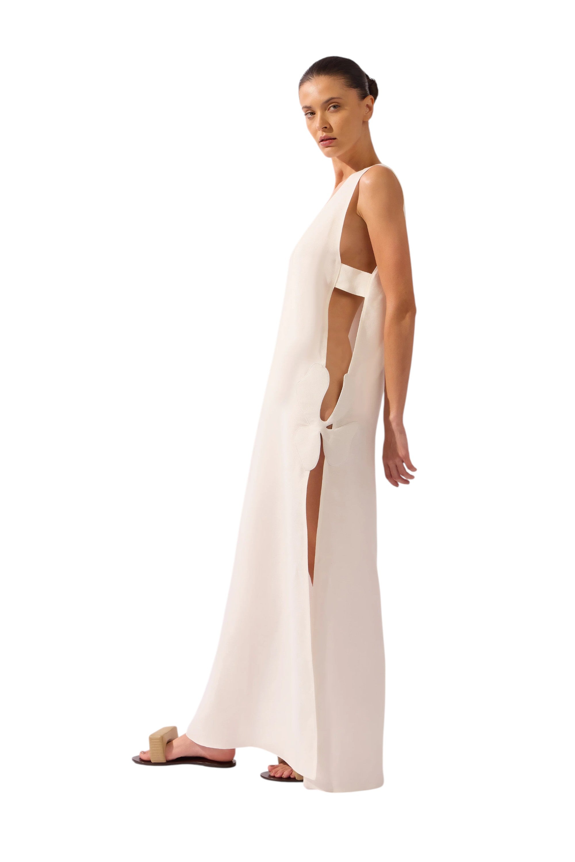 PETAL APPLIQUÉ OPEN-SIDE DRESS