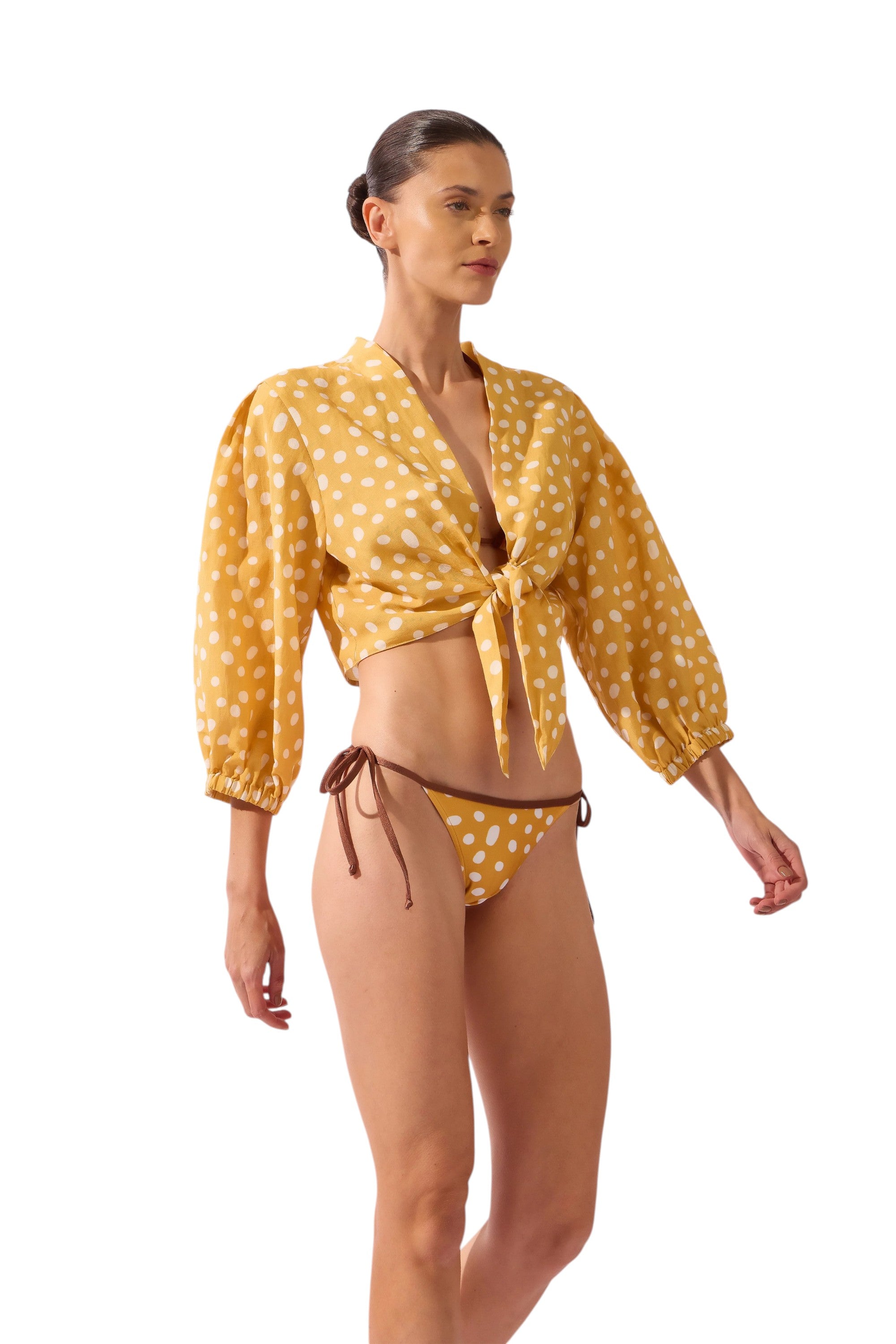 POLKA DOTS FRONT-TIE TOP