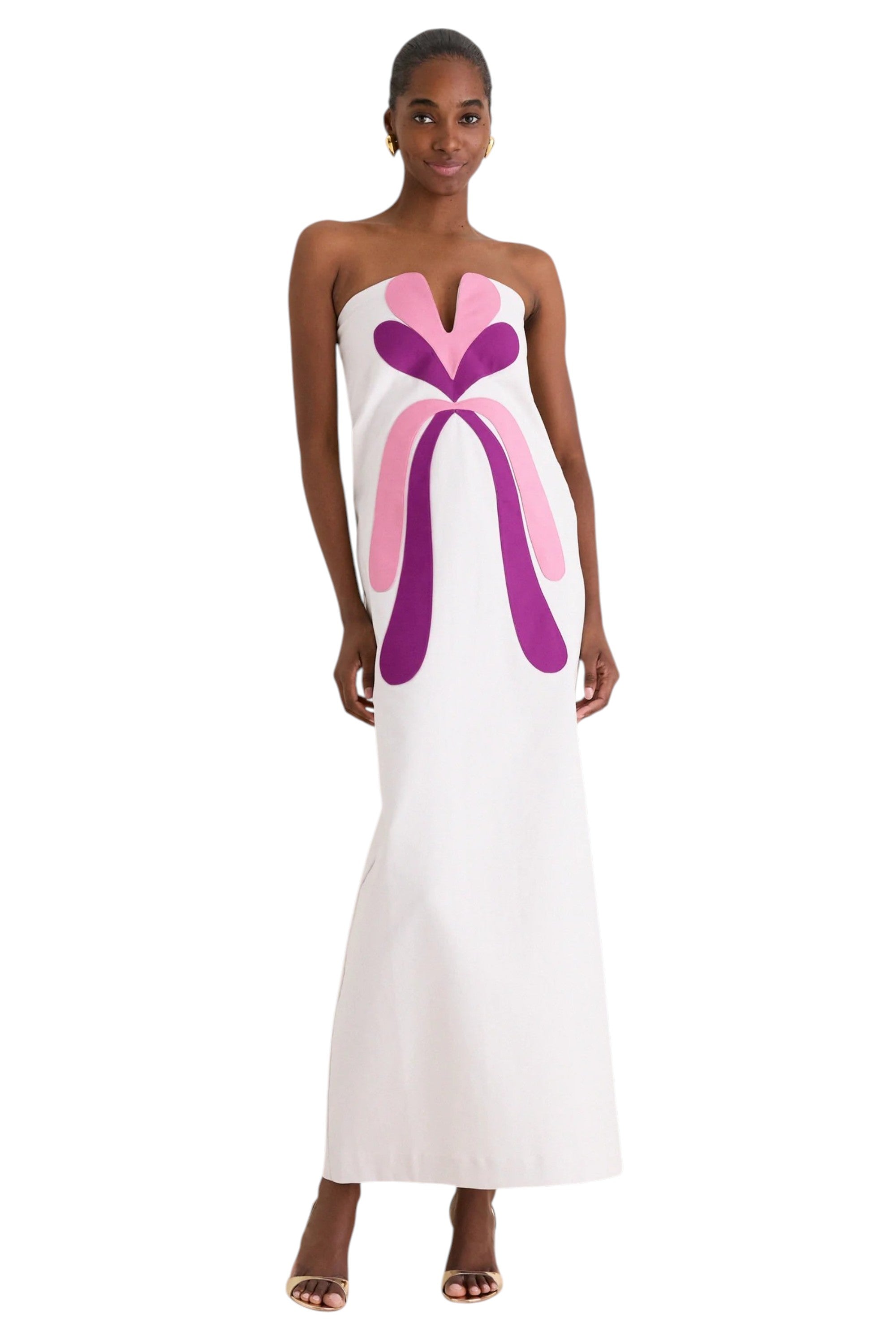 STRAPLESS PETAL MAXI DRESS