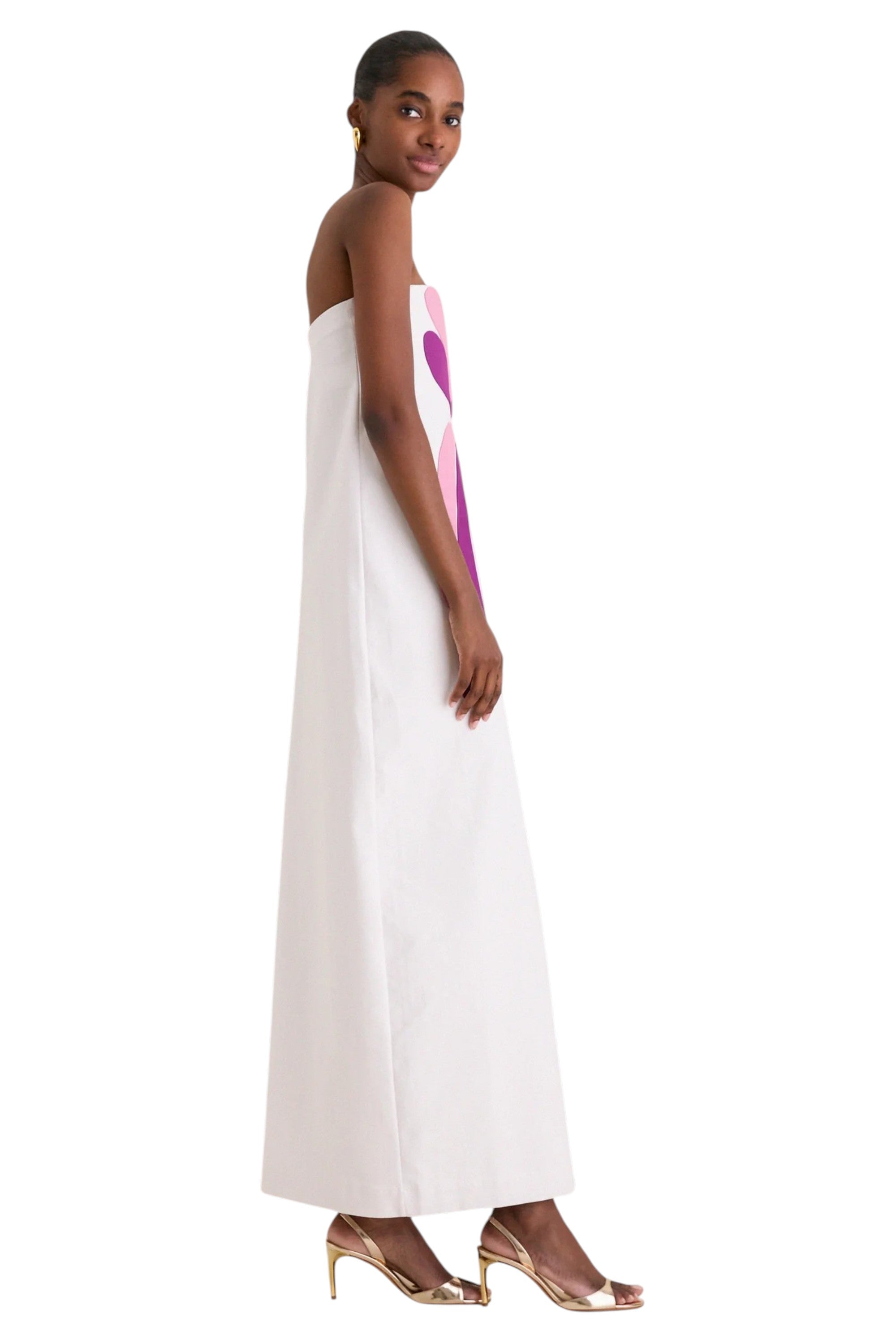 STRAPLESS PETAL MAXI DRESS