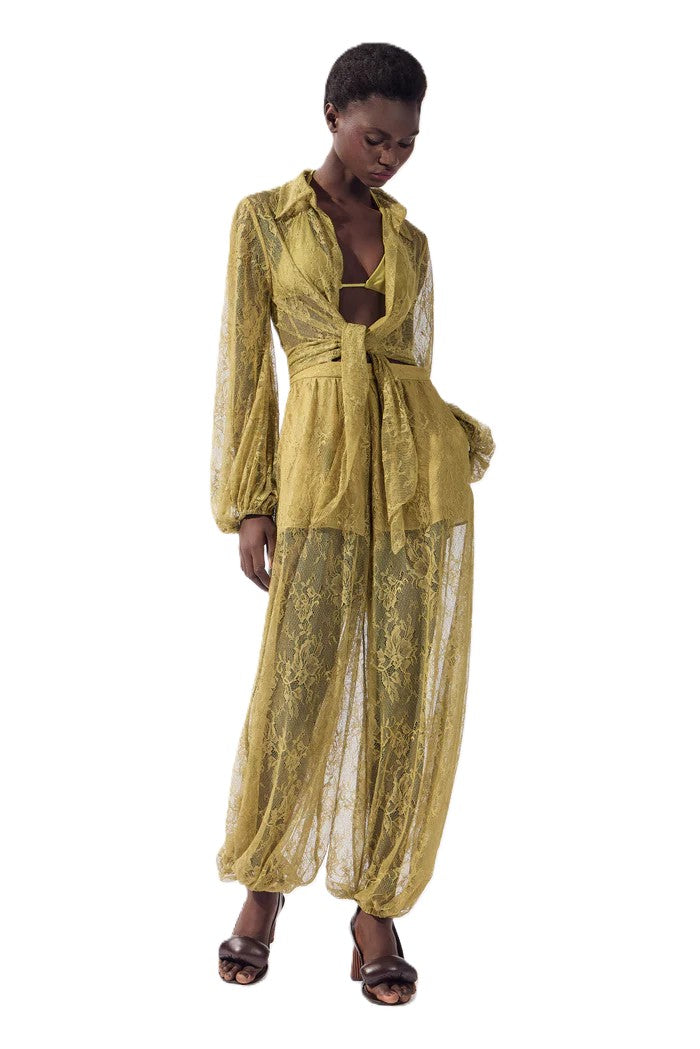 LACE FRONT-TIE SHIRT
